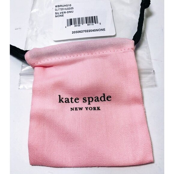 Kate Spade Womens Silver Glitter Round Chunky Resin Hoop Post Earrings New - Picture 3 of 8